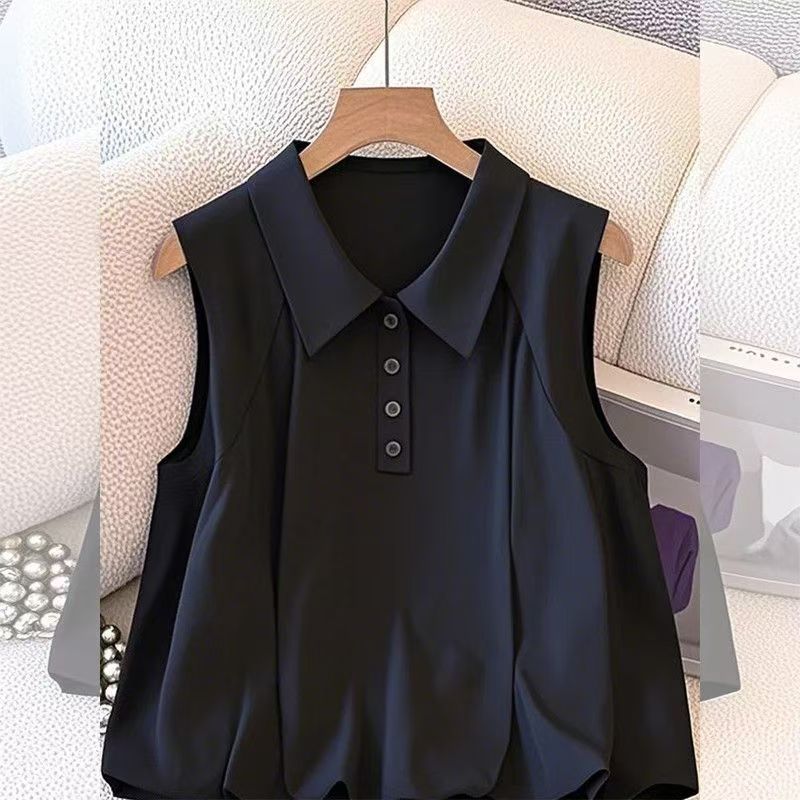 2025 Popular European Goods, Accessible Luxury, High-End Fashion, Fashionable Tops, Super Nice Polo Collar Shirts, Women's Summer Vests