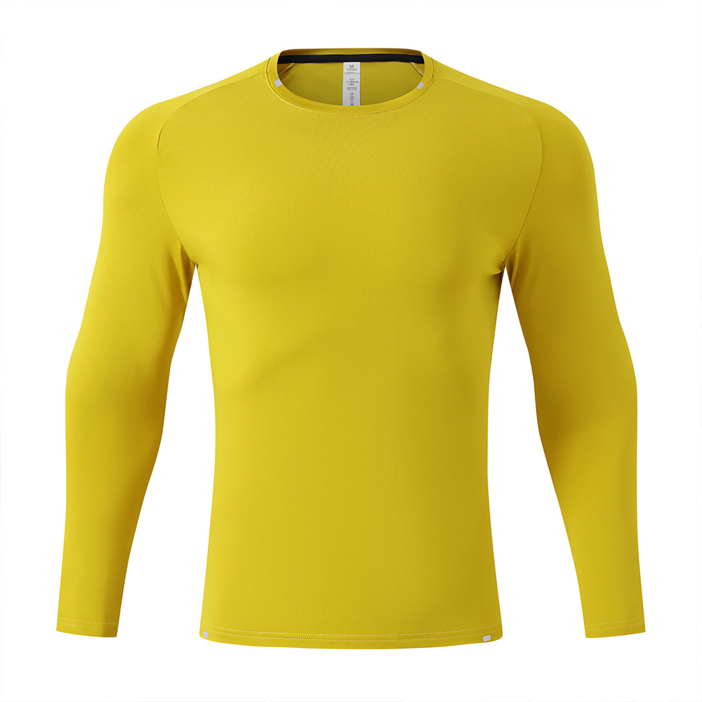 Otoño y invierno nueva chaqueta deportiva al aire libre con camiseta de cuello redondo de manga larga de vello, ropa de entrenamiento elástico de secado rápido para hombres