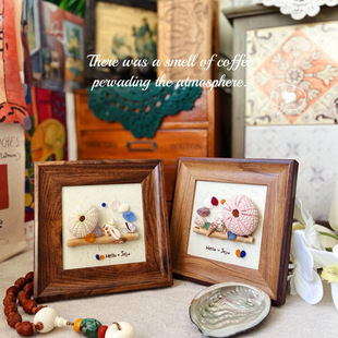 Retro Specimen Medieval Color Photo Frame Handmade Shell Sea Urchin Conch Photo Frame Handmade Finished Product DIY Teacher's Day