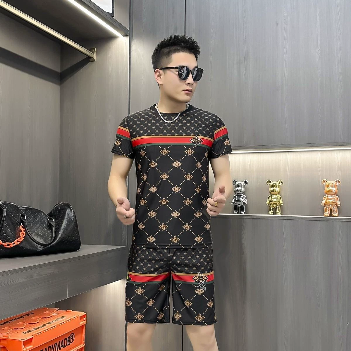 Летний комплект, модная трендовая футболка с short sleeve