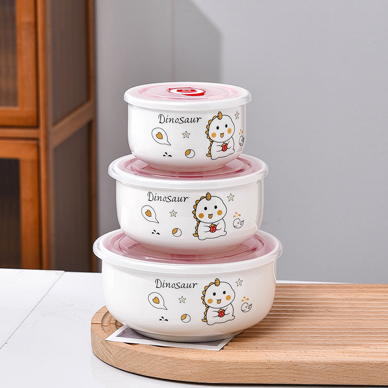 Caja de preservación de frescura, tazón de preservación de cerámica, caja de almuerzo con cubierta para microondas, congelador, tazón sellado, tazón de fideos, tazón de fideos, grado de comida