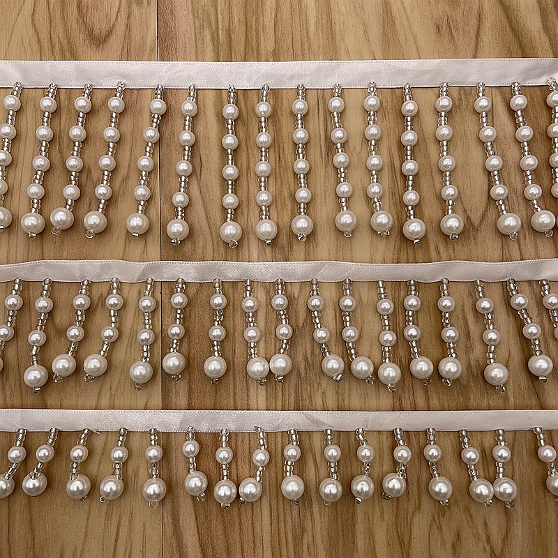 厂家现货手工钉珠珍珠流苏花边 珍珠串珠汉服秀禾服装饰花边辅料