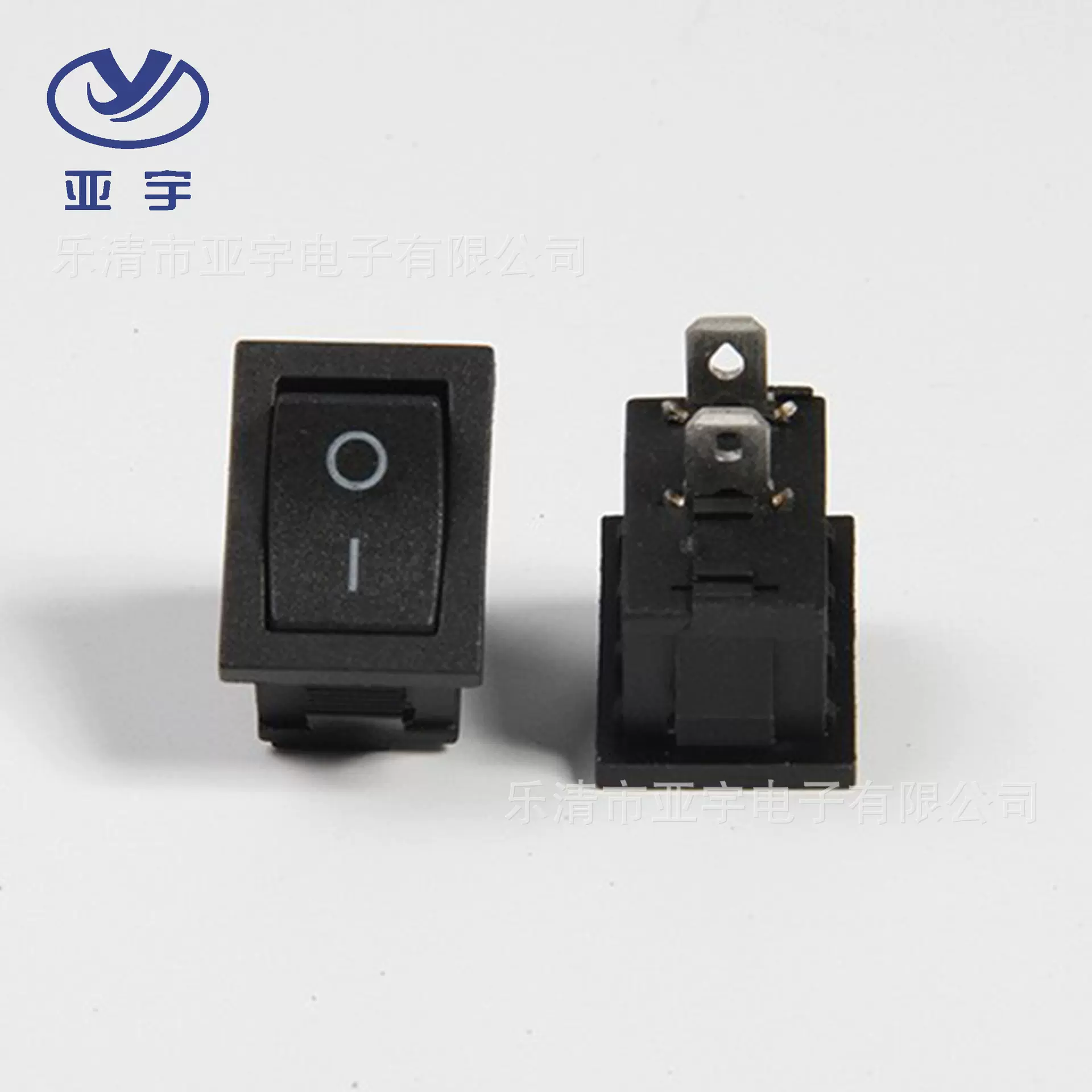 KCD1-101黑色两脚21x15船型开关 小型翘形黑色铜脚按钮开关