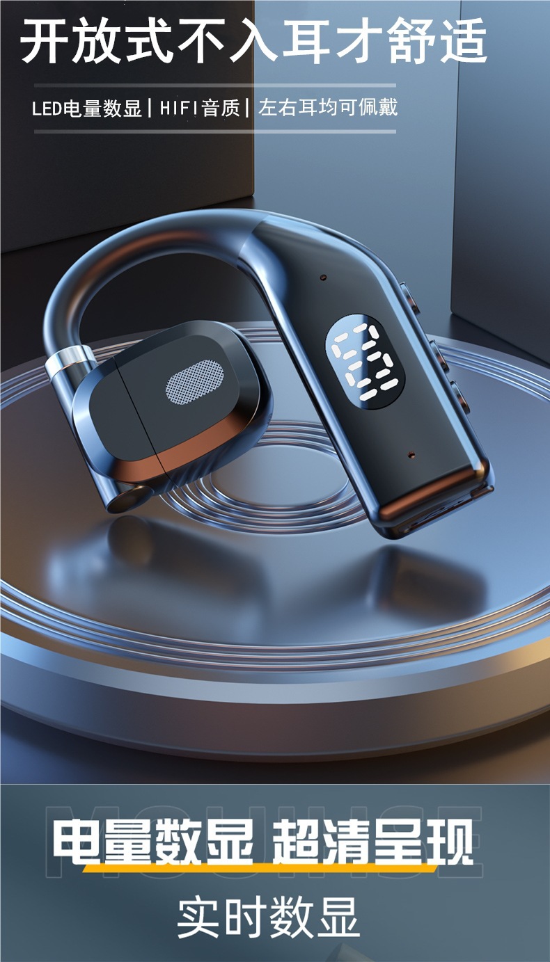 Wireless Bluetooth Earphones Non-In-Ear Hook-Ear Style Monaural High-Quality Calls Ultra-Long Battery Life Sports Universal Left and Right Ear