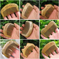 Bulk Green Sandalwood Combs Wide-toothed and Fine-toothed Gift Combs in Gift Box with Labeling and Engraving Green Sandalwood Combs
