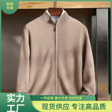 針織打底毛衣外套高端針織衫新款商務休閑羊毛衫男士立領拉鏈開衫