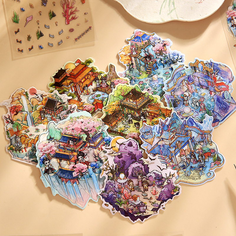 Pegatinas de paisajismo de Youyou Brin, mitología de Qitan, tema de la historia, pegatinas de paisajismo, pegatinas de descompresión divertidas