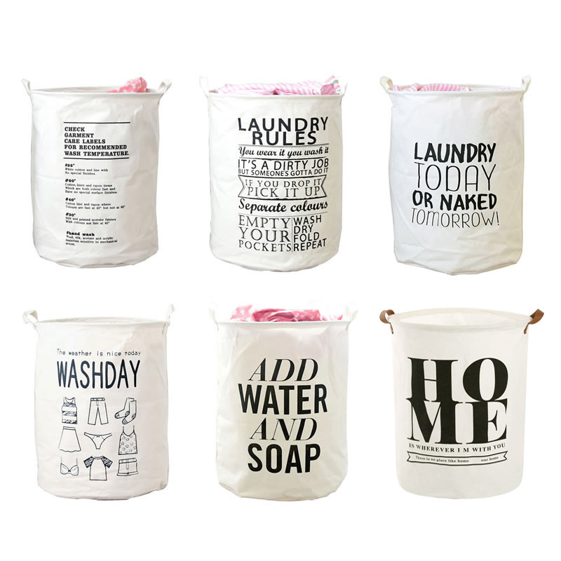 Foreign trade original single simple English cotton and linen soiled laundry basket large round waterproof laundry hamper foldable 0761
