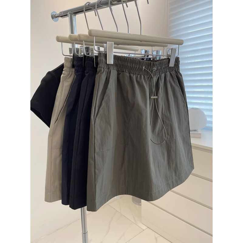 夏用の薄いアイスシルクアメリカン速乾性作業服ハイウエスト弾性痩身露出防止カジュアルハーフレングススポーツスカート女性用|undefined