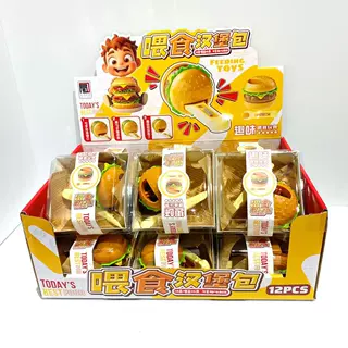 创意汉堡投喂套装仿真过家家儿童玩具盒装汉堡包喂食小玩具批发