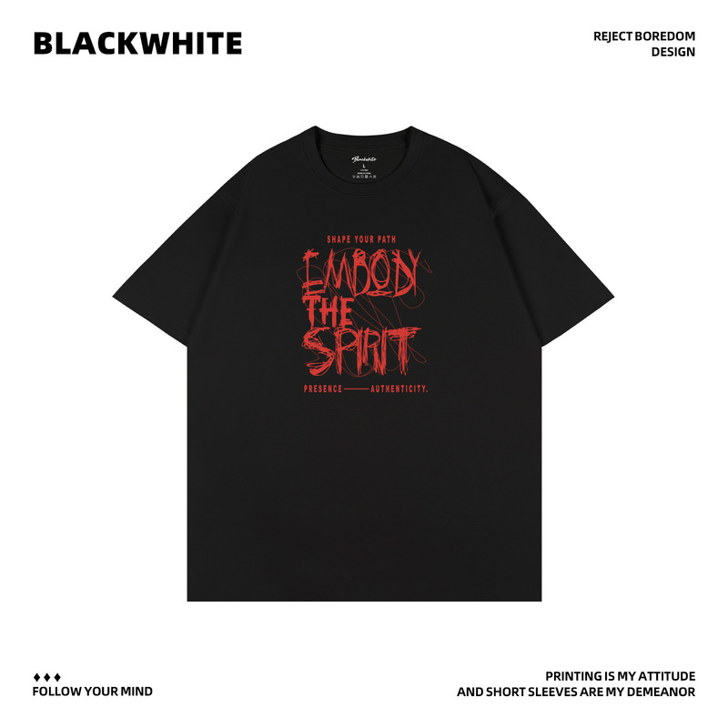 American Street Style Short-Sleeved T-Shirt with a Spirit-Themed Print, Comfortable and Breathable, Versatile for Everyday Wear Q432 American Street Style Short-Sleeved T-Shirt with a Spirit-Themed Print, Comfortable and Breathable, Versatile for Everyday Wear Q432