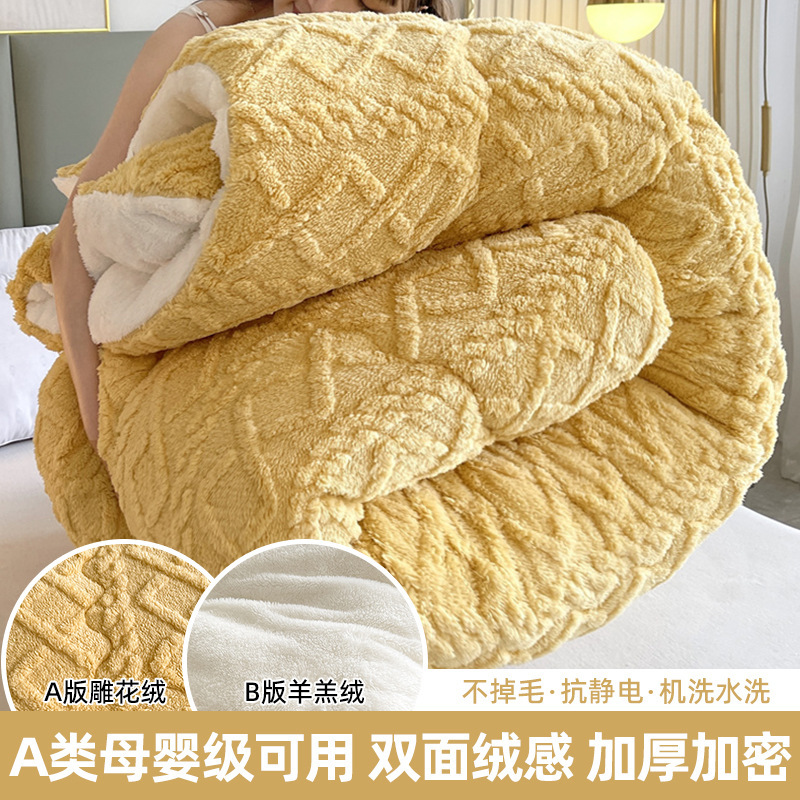 双面绒被加厚保暖塔芙绒冬被羊羔绒被子单双人学生宿舍牛奶绒被芯|undefined