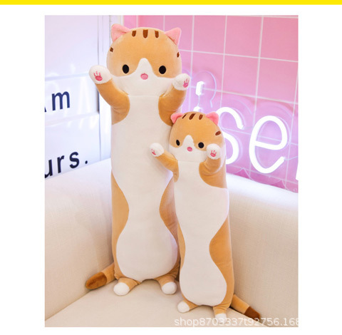 Long Cat-Shaped Plush Pillow Toy, Cross-Border Bestseller, 50-130cm Lying Cat Doll