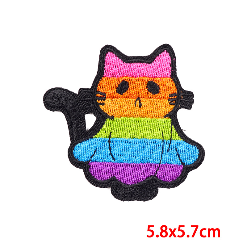 7g Weight Clothing Sticker Patches Classification 1 Piece Quantity Embroidery thread Material Dinosaur, Cat Pattern Cute, Punk Style 1 Piece Cute Punk Dinosaur Cat Embroidery Thread Clothing Sticker Patches 4
