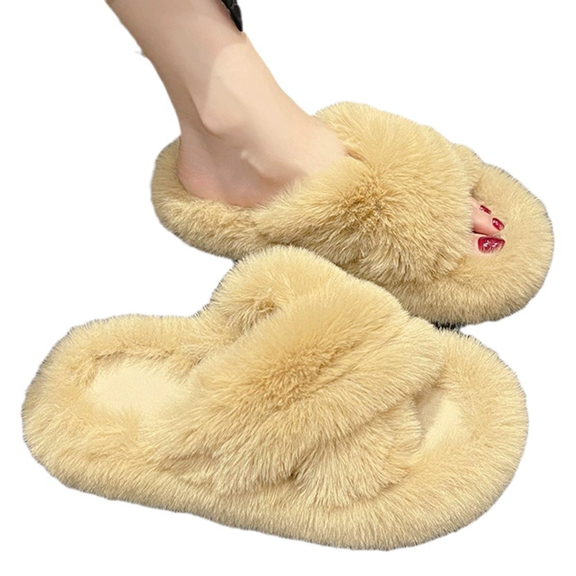 Пушистые тапочки, женская верхняя одежда, новые онлайн-знаменитости, модная обувь в Корейском стиле, осенне-зимние хлопковые тапочки с толстой подошвой, весна и осень