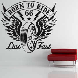 BORN TO RIDE 66 Live Fast轮胎翅膀wall decor跨境亚马逊DW9785