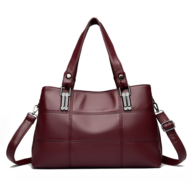 Transfronterizos PU bolsos de mano para mujeres nuevas bolsas de mano simples de gran capacidad, bolsas de moda de madres de mediana edad