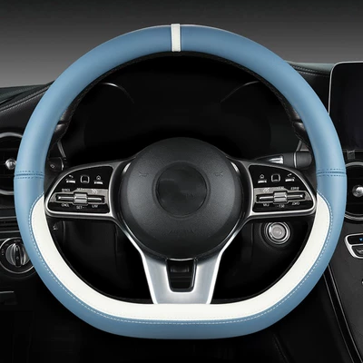 Steering wheel cover – car supplies medium handle - d-shaped-light-blue-white-plastic-ring-38cm