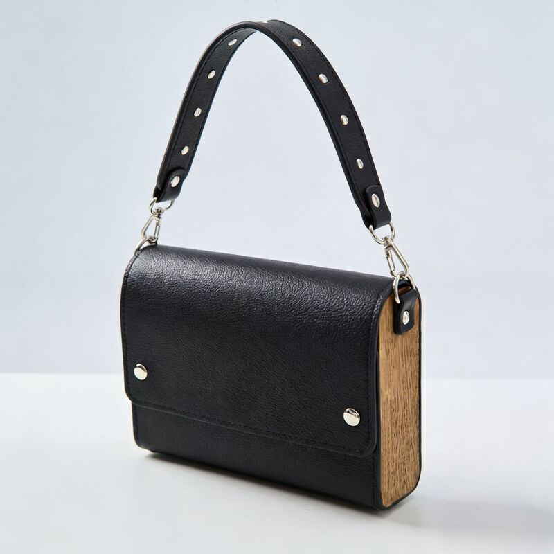 Amazon Cross-Border Fashion Trendy Wooden Bag with Lychee Pattern 2025 New Box Bag Trendy Shoulder Handbag Crossbody