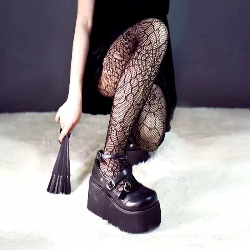 Lace tights, Japanese cute uniform style, patterned net, one size