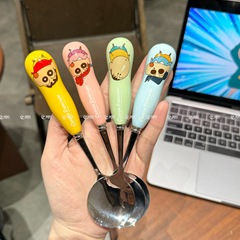 正規版クレヨン小新児童陶磁器304スプーン箸家庭用316ステンレス学生携帯食器箱