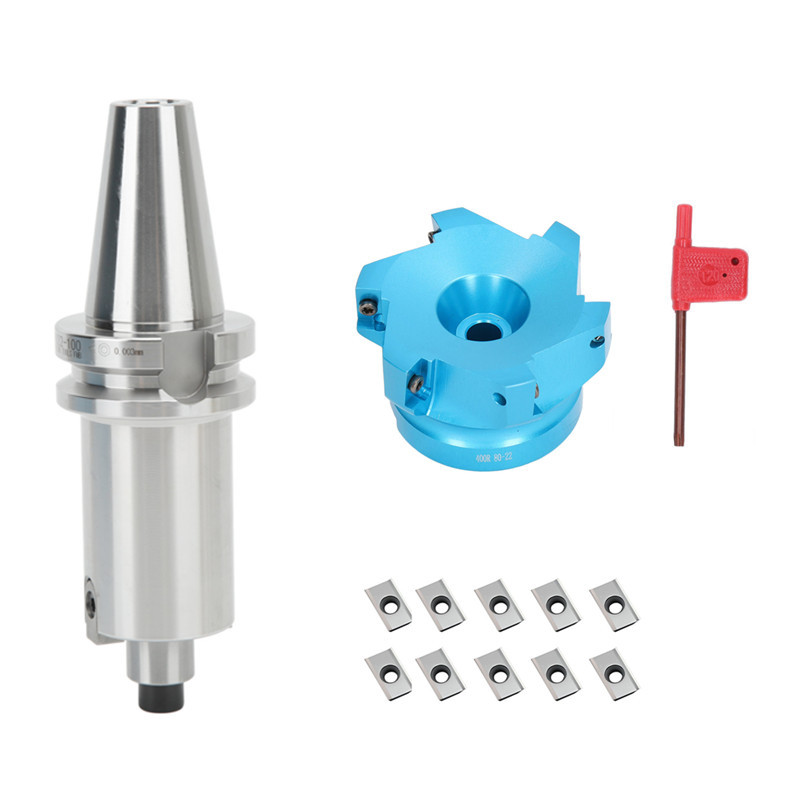 数控铣刀杆BT40-FMB22-100+ 80mm直角铝刀盘APMT1604专用刀粒10粒