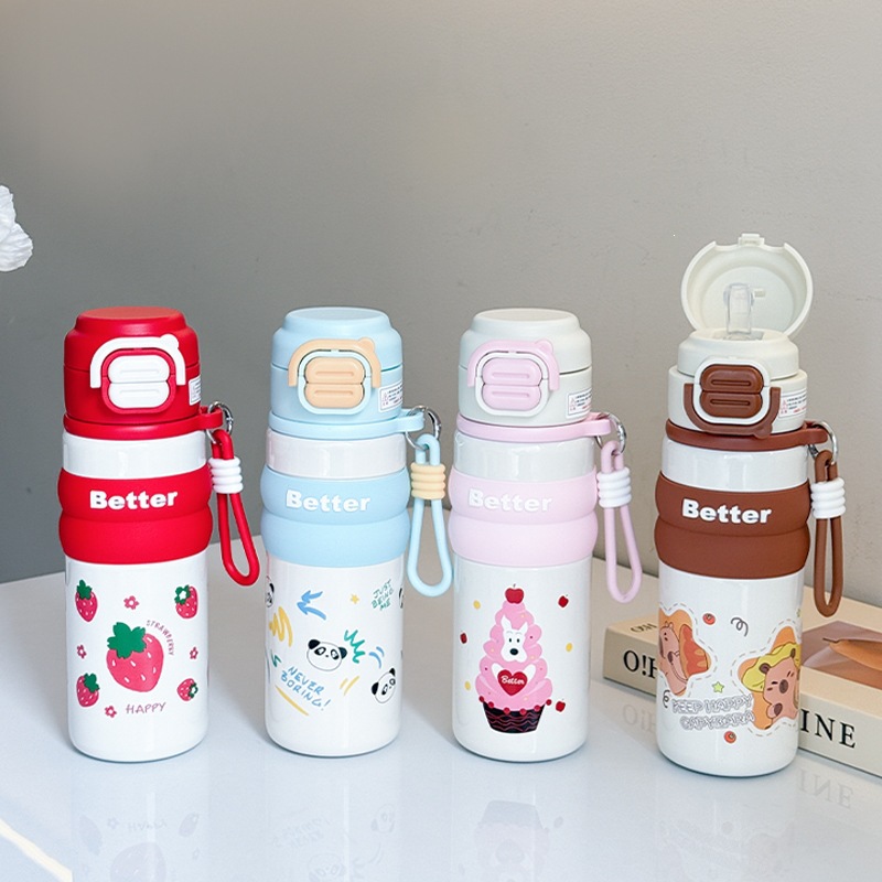 316 tazas de acero inoxidable para bebidas dobles niñas adorables tazas de agua de paja portátiles de alta capacidad