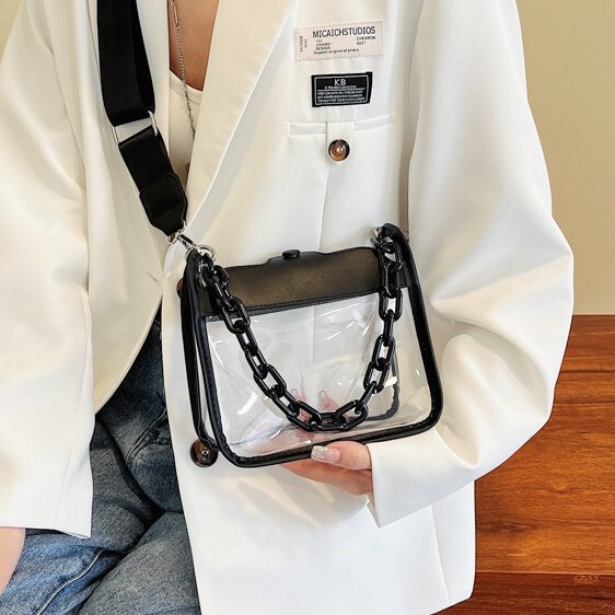 Bags2026 New Summer Style Personalized Transparent Fresh Small Square Bag Fashionable Texture Single Shoulder Chain Handbag Crossbody Bag Bags2026 New Summer Style Personalized Transparent Fresh Small Square Bag Fashionable Texture Single Shoulder Chain Handbag Crossbody Bag