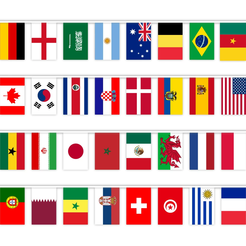 Factory directly supply Chinese string flag five -star red flags world fans all over the world, 100%polyester 14x21cm spot