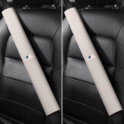 safety belt protective cover – Seat belt shoulder pad - bmw-m-white-label-50cm-suede-pair-of-off-white-shoulder-pads