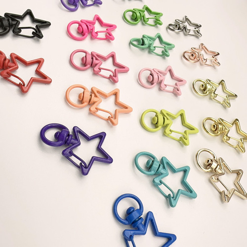 Electroplated color five-pointed star keychain zinc alloy keychain doll pendant accessories colorful