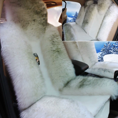 Winter wool car seat cushion plush – Universal seat cover - grand-ambition-white-gray-tip-the-vehicle-has-five-seats