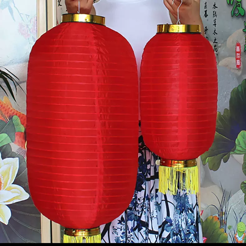 冬瓜灯笼长灯笼绸缎防水户外古镇街道新年春节装饰年货批发