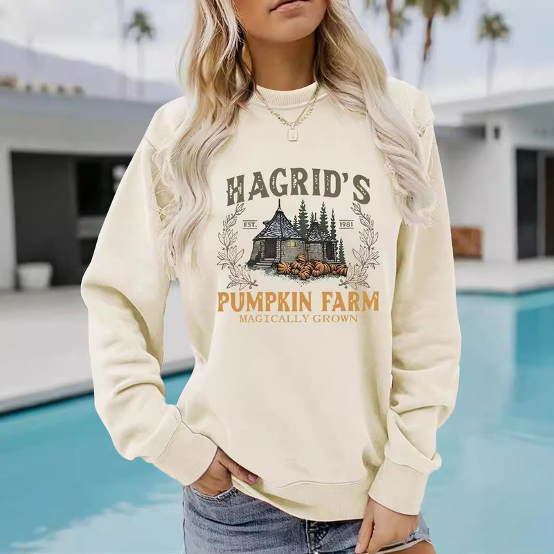 Europe and the United States cross-border autumn and winter women's casual long sleeve round neck Halloween printed pullover sweatshirt sweater wholesale