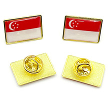 批发方形新加坡国旗胸针金属徽章各国胸章服饰合金旗帜蝴蝶扣跨境