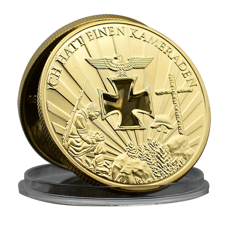 First World War Memorial German Cross Gold Coin I have a Comrade Hollow Challenge Coin Medal