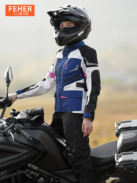 Feher Motorcycle Riding Clothing for Women, All-Season Rally Suit, Warm, Waterproof, Anti-Fall Motorcycle Travel Suit