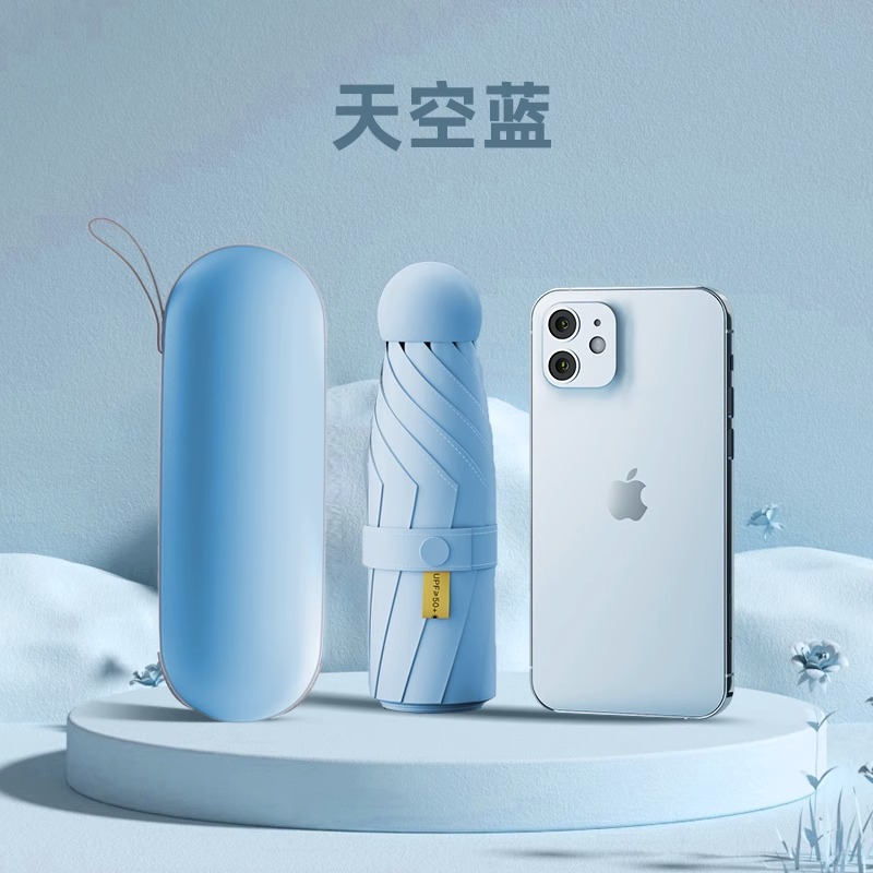 50% de descuento en mini cápsula portátil paraguas solar protección UV paraguas solar regalo publicidad paraguas lote