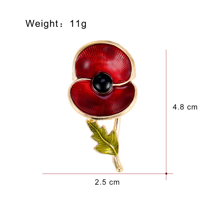 英国纪念罂粟花胸针 新品花朵滴油别针 英国国殇纪念胸花徽章|undefined