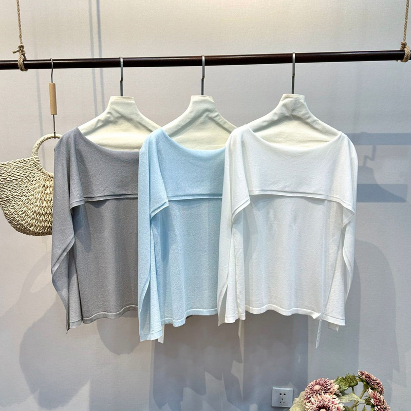 Korean Designer Custom-Made Women's Tops, Thin Linen Cape Knitwear, Unique and Stylish T-Shirt for Summer Korean Designer Custom-Made Women's Tops, Thin Linen Cape Knitwear, Unique and Stylish T-Shirt for Summer