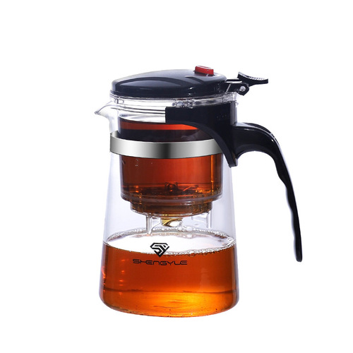 Elegant Cup Tea Pot Tea Water Separator Household One-Touch Filtering Tea Infuser Glass Tea Set with Logo Printing