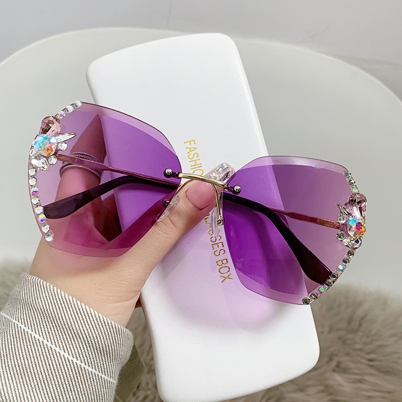 Gafas de sol con strass 2024, estilo europeo, protección UV – Producto transfronterizo