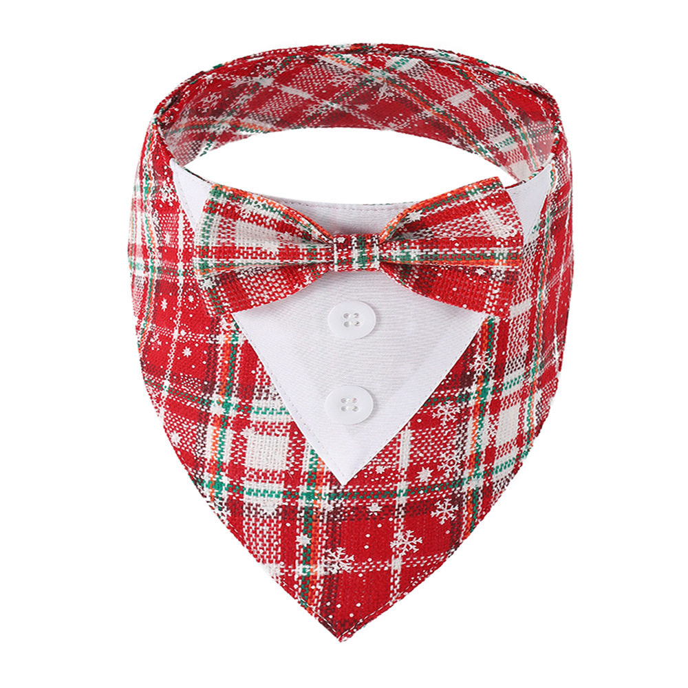 Tanpopo Cross-border Spot Traje de boda británico Toalla de saliva para mascotas Bufanda para perros Toalla triangular para mascotas con velcro