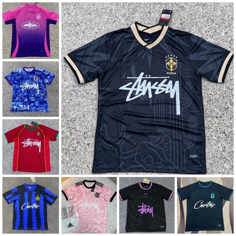 Stussi Signature Jersey Italian Casual Short Sleeve Brazilian Flamengo Alcatraz Football Jersey Cross-Border Dropshipping