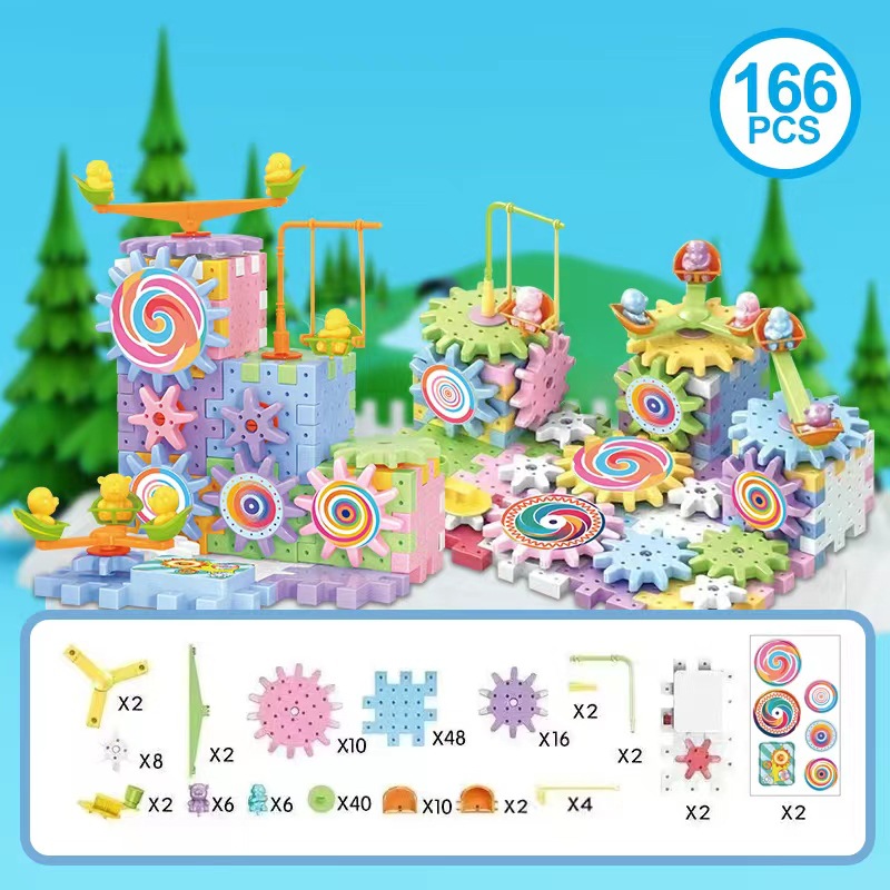 Cross-border toys children's changeable building blocks track Electric Gear boys and girls jigsaw puzzle educational toys wholesale