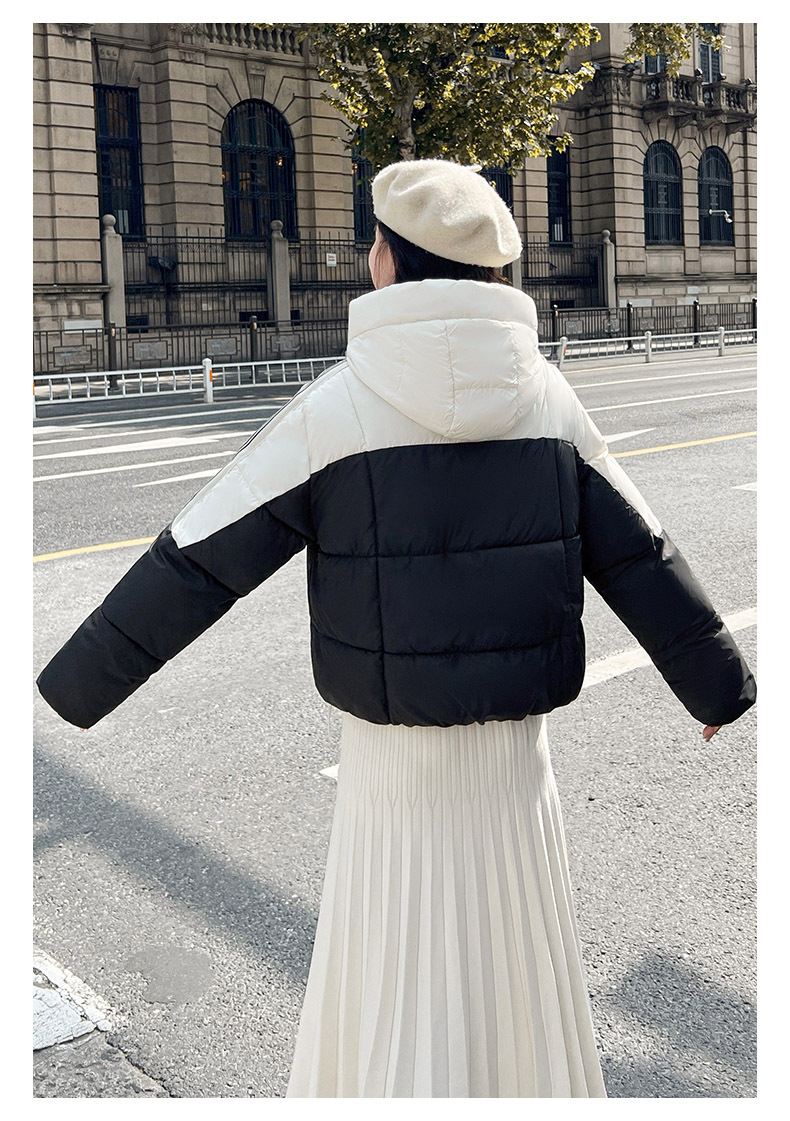 2024 autumn and winter new color blocking splicing short down for women's foreign trade internet celebrity live_voghion.com