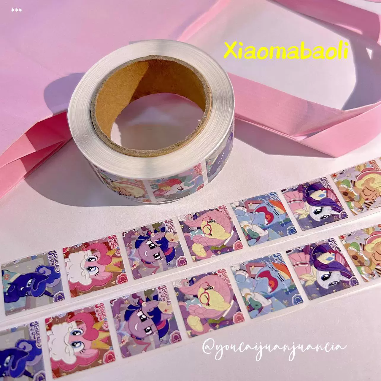 Скрученная лента наклеек (Xiaohongshu) — My Little Pony, 2,0 см, 500 наклеек в рулоне, декоративный клеевой