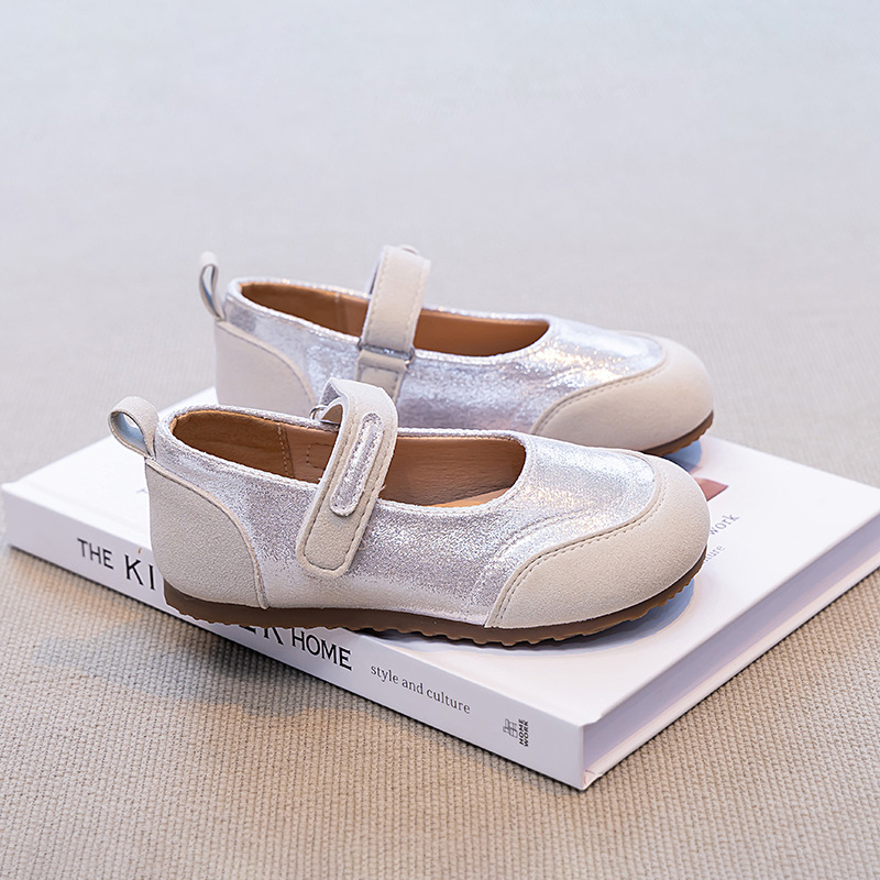 Girls' Leather Shoes 2026 Spring New Soft-Soled Princess Shoes Silver Performance Dance Shoes Korean Style Single Shoes