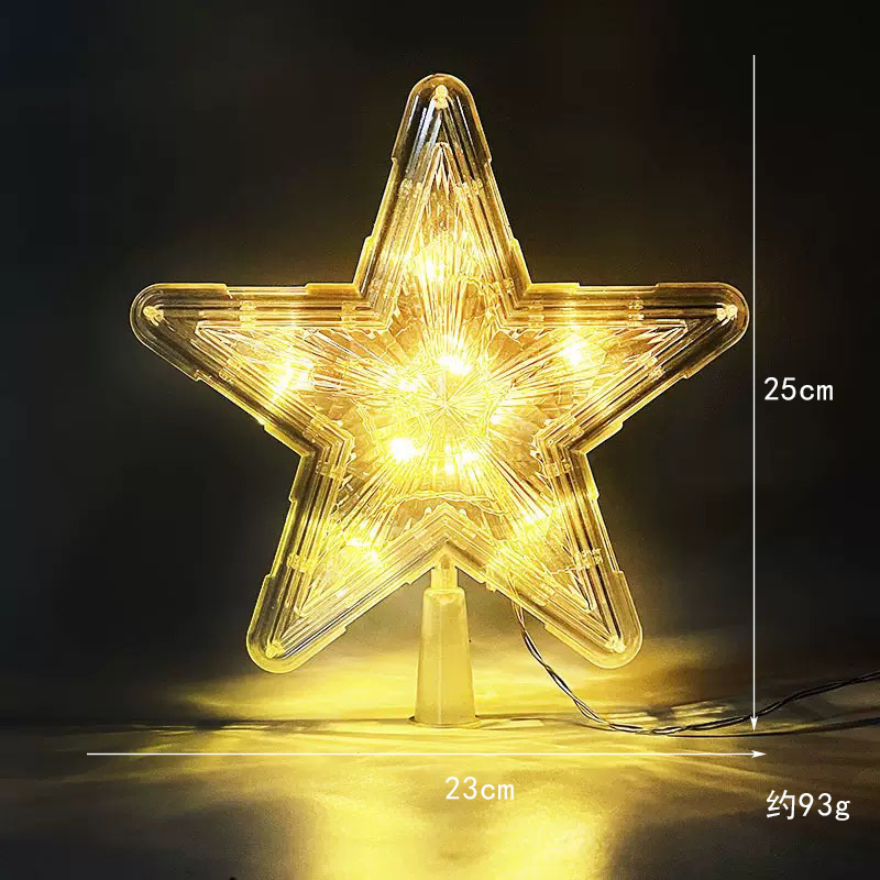 Nuevo árbol de Navidad LED decoración de estrella de luz transparente caja de baterías de color cálido cable de cobre con lámpara de estrella pentagonal transfronteriza