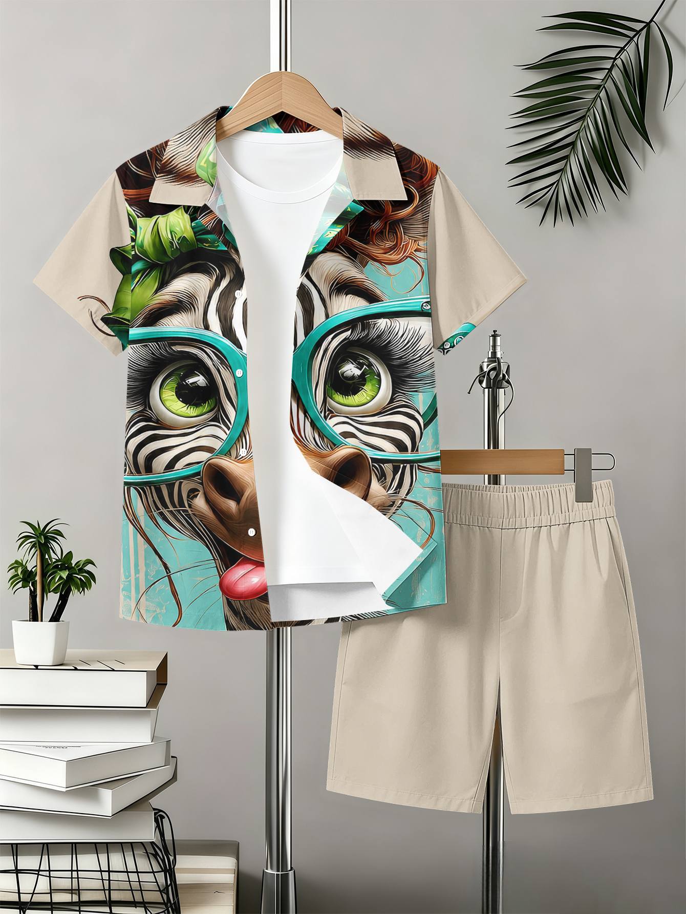 Zomer set voor jongens met overhemd en shorts met 3d print_voghion.com